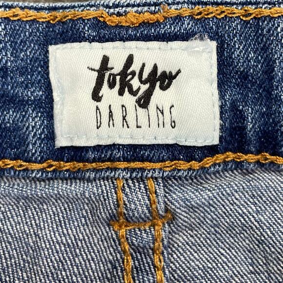 Tokyo Darling‎ Super High Waisted Shorty Shorts Women's Size 8 Distressed Denim - Picture 4 of 11